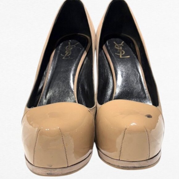Yves Saint Laurent Patent Leather and Suede Tribtoo Pumps Nude/Camel Size EU 42 - Picture 4 of 14